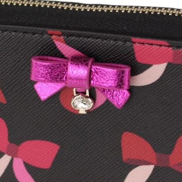 NEW Kate Spade Wrapping Party Small Zip Around Card Wallet K4754 Black - Picture 6 of 8